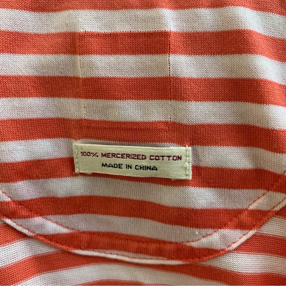 Baker Finch Sports Designer Half Zip T-Shirt Golf Coral Stripe Long Sleeve Large - Picture 10 of 14